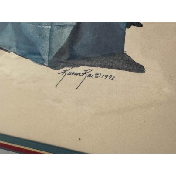 Shop Til You Drop by Karen Rae Vintage 1992 LARGE Framed Art Print Western Boots - Picture 3 of 4